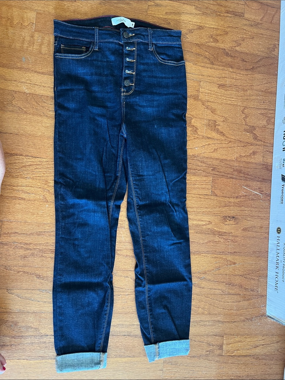 Carly Jean Los Angeles Dark Blue Skinny Button-Fly Jeans